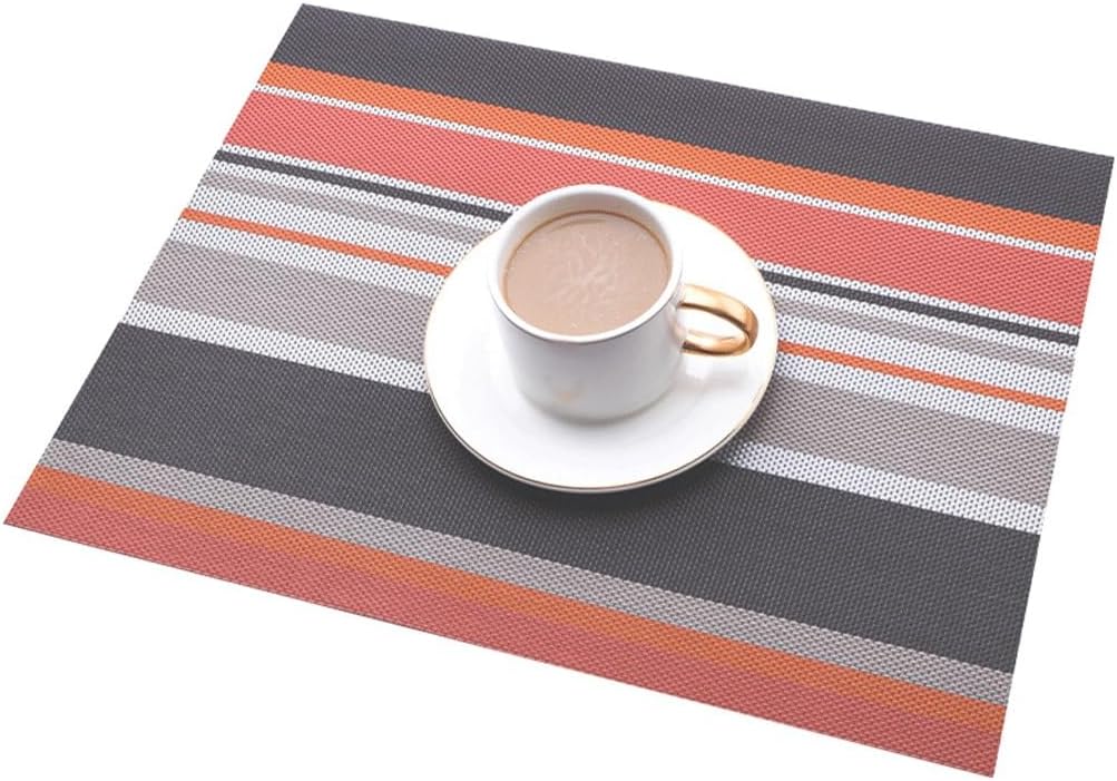 Striped Placemat Table Insulation Placemat Bowl Placemat Table Decoration Mat(E)