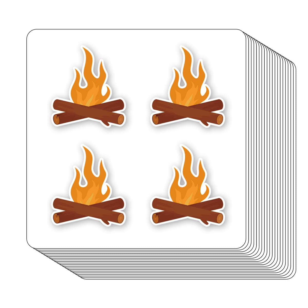 Campfire Stickers, 1 Inch Camping Fire Scrapbooking Arts Calendar Kids Crafting 80-Pack