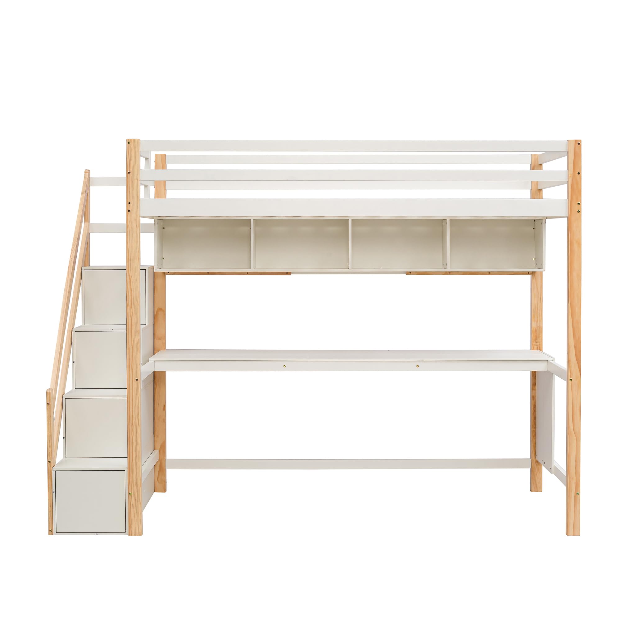 HYUB Hoogslaper, 90 x 200 cm, met bureau en opbergtrap, stapelbed met