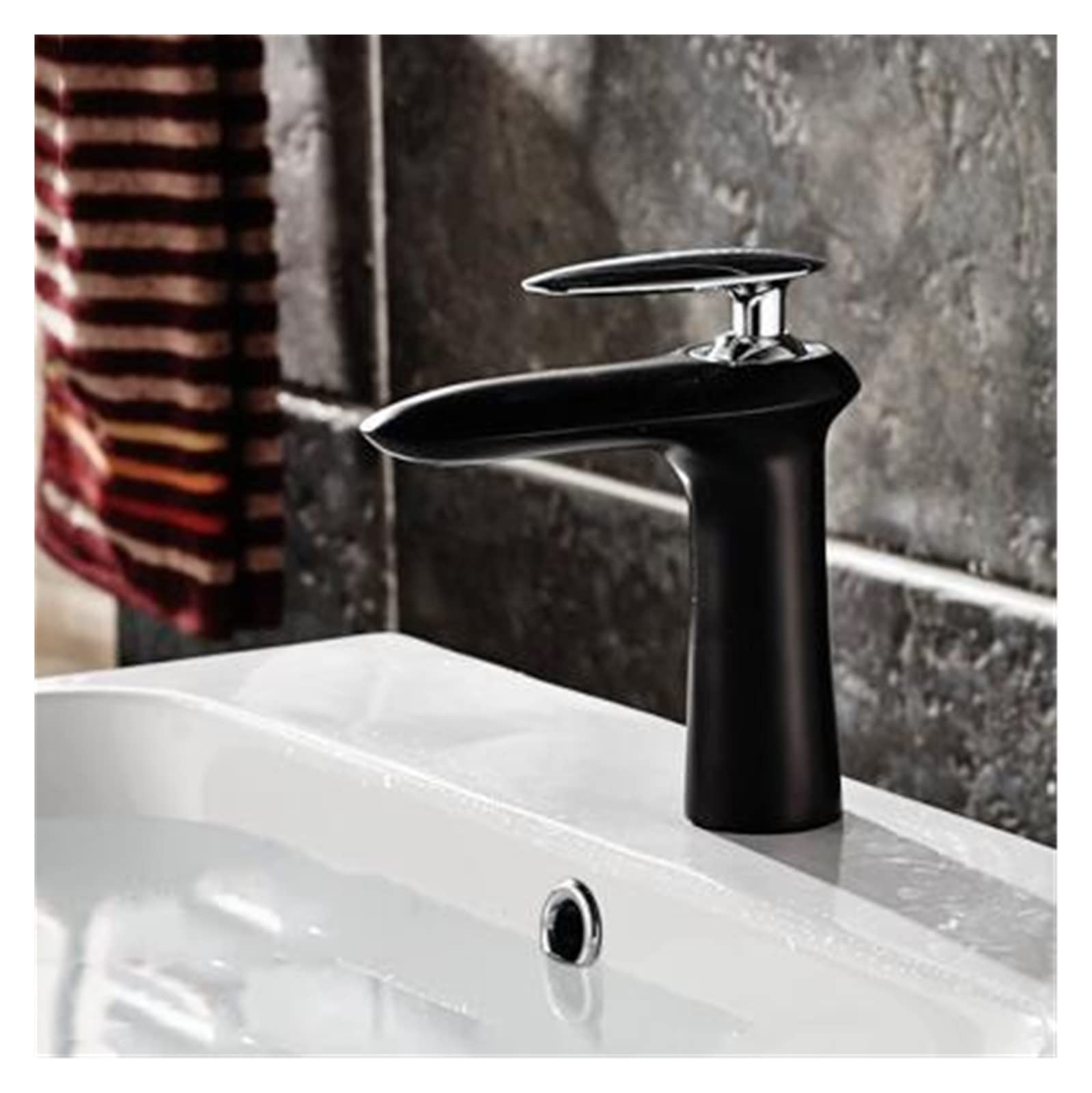 Robinet de lavabo mitigeur eau chaude et froide noir et chrome short