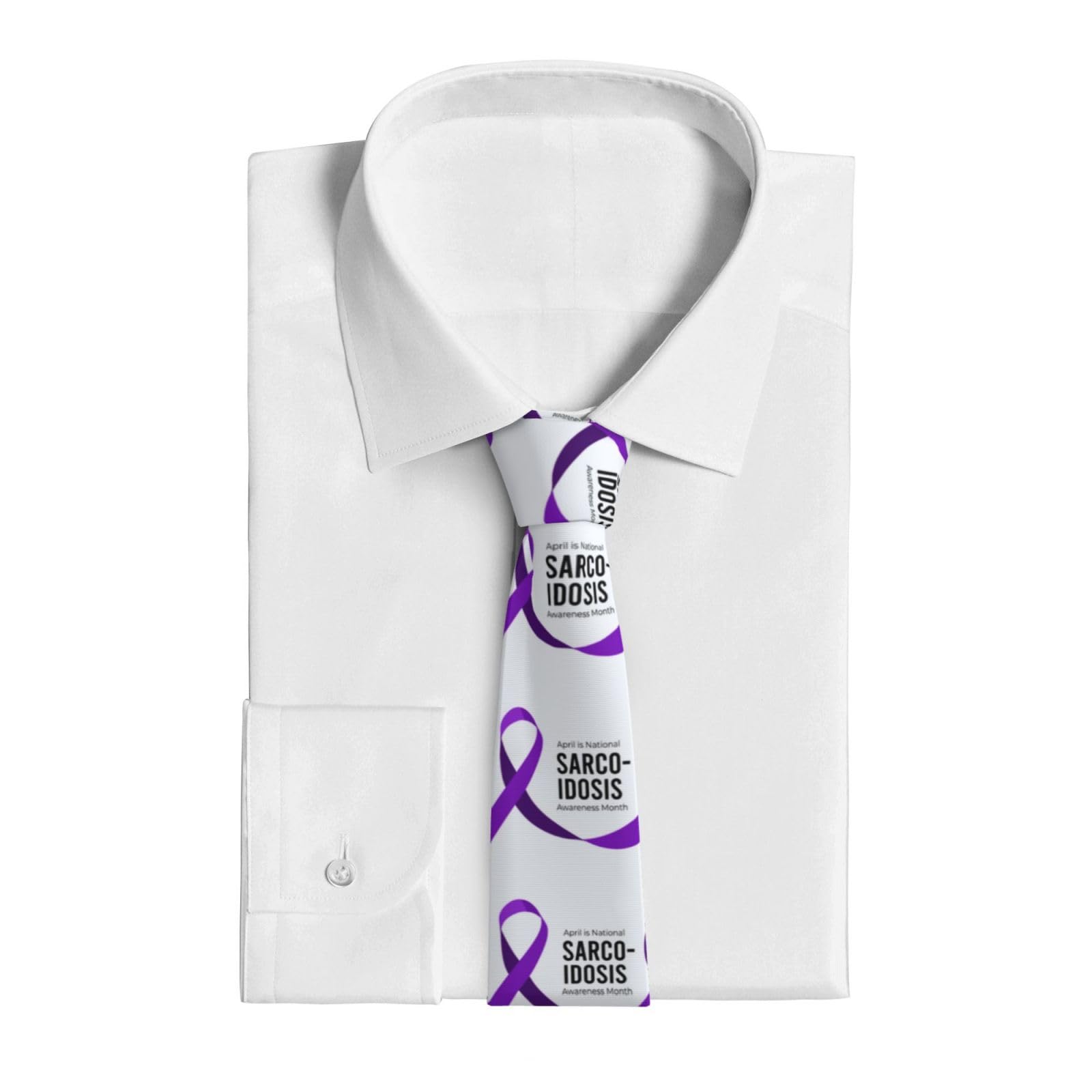 BJZFAA Sarcoidosis Awareness Month Silk Ties For Men Casual Necktie Funny Neck Tie For Outfit Accessory Parties Gift
