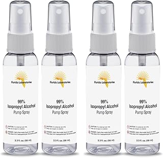 Isopropyl Alcohol 99% Travel Size Spray Bottles - 4 Pack (Portable 2.3oz Size) - Manufactured in The USA