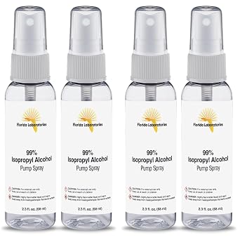 Isopropyl Alcohol 99% Travel Size Spray Bottles, 4 Pack 2.3oz Size | Portable, Manufactured in the USA