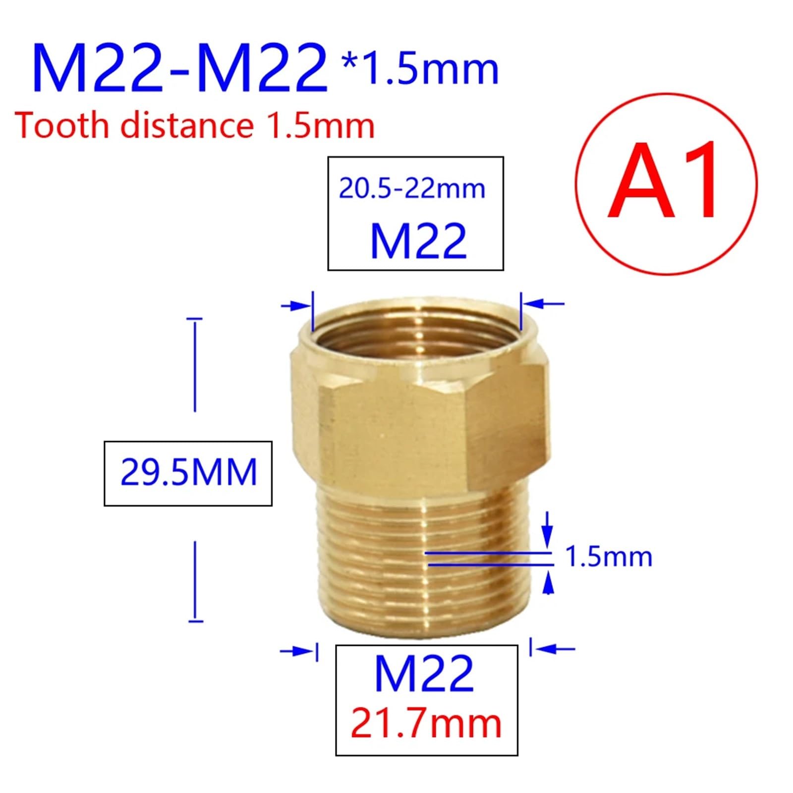 1 szt. mosiądz 3/8 1/2 cala M22 M14 M18 złącze gwintowane do kranu wody miedź metal gwintowany łącznik do rury wodnej adapter do kranu (czarny)