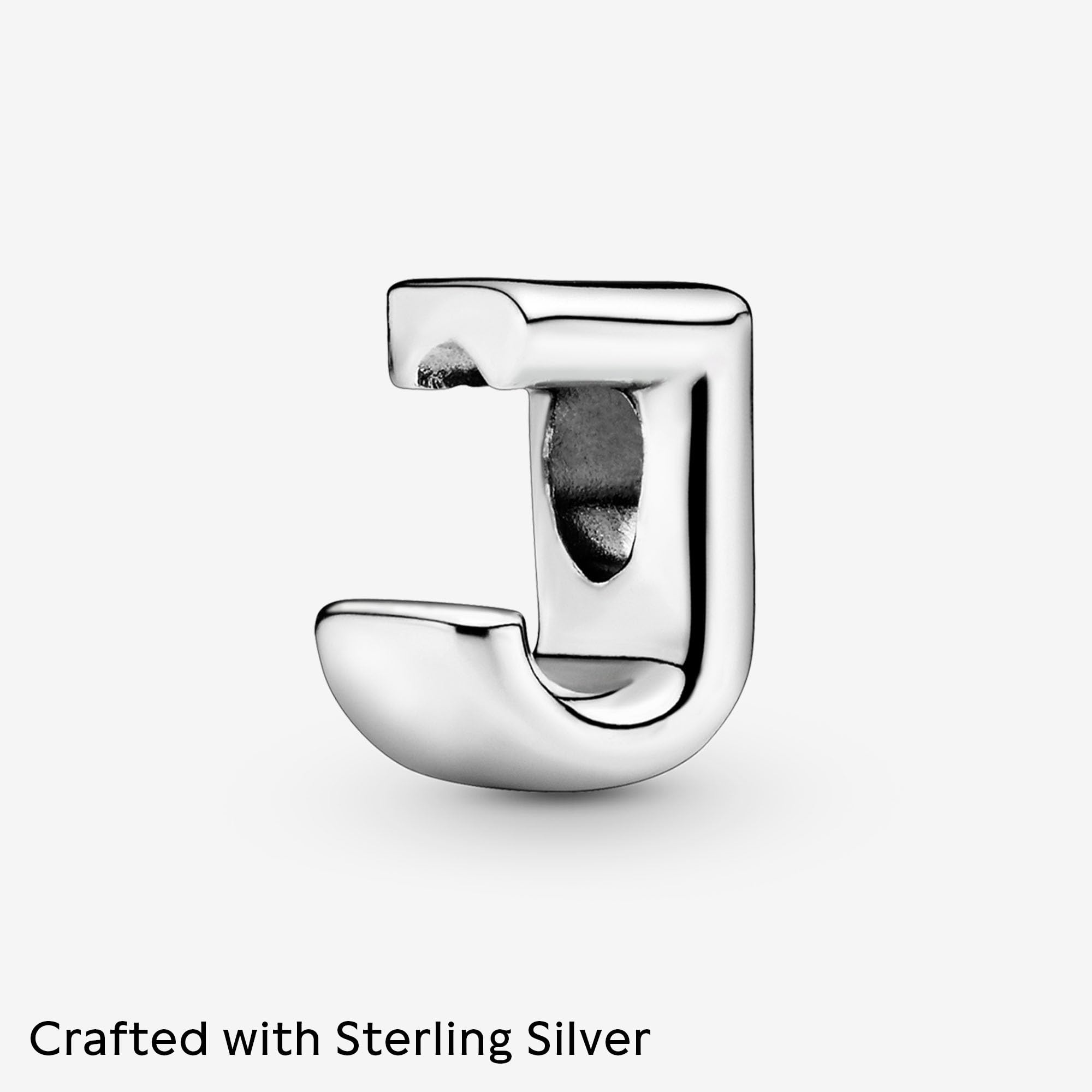 PANDORA Moments Buchstabe J - wendbares Alphabet-Charm aus Sterling-Silber mit geprägten Herzen und Perlen an der Rückseite - kompatibel mit Armbändern Moments Kollektion
