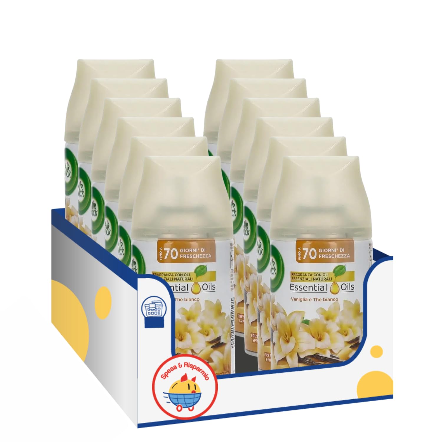Ricarica diffusore automatico fragranza vaniglia – Compatibile con Air Wick Fresh Matic – Variazioni 4/8/12 Pezzi – 250ml (12)