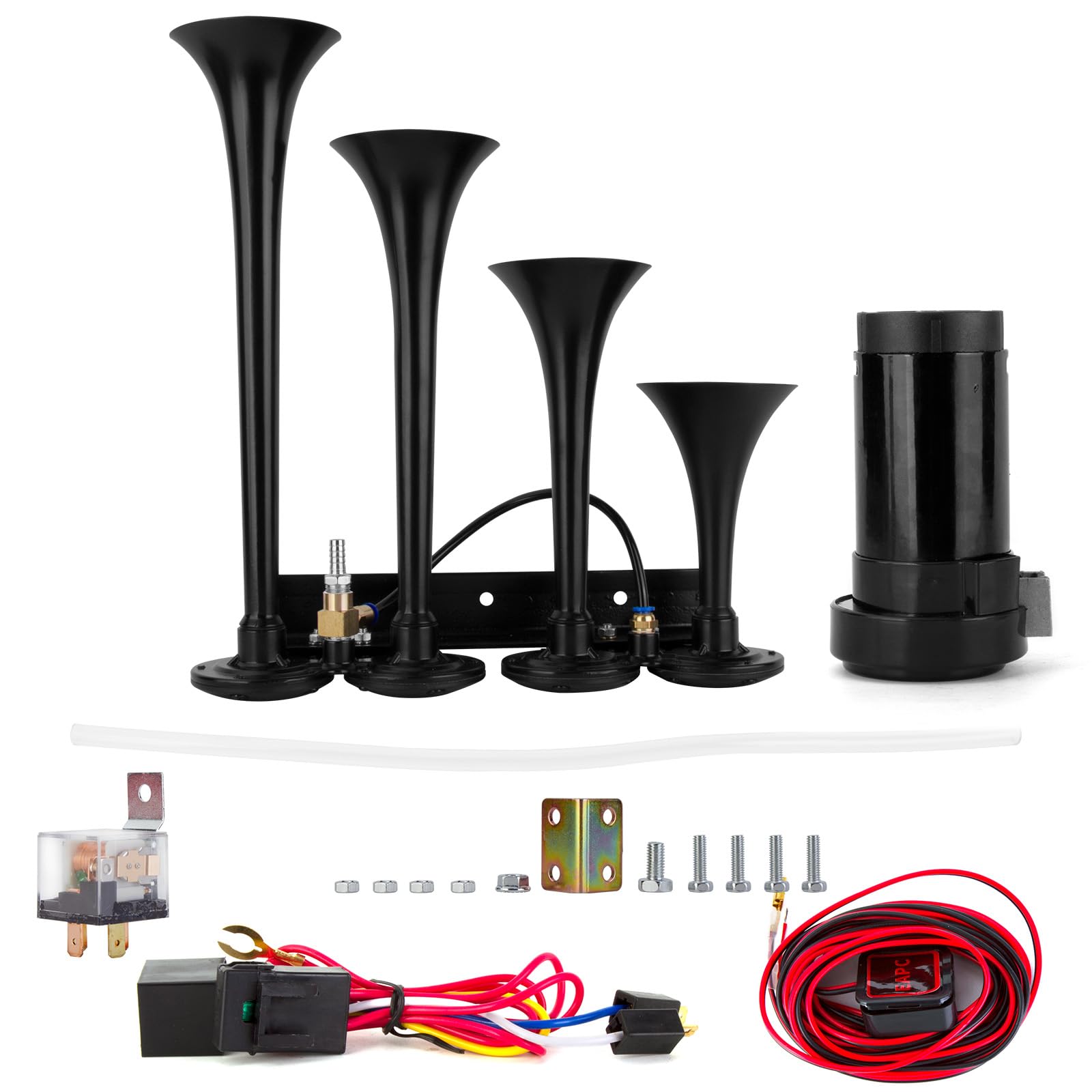 LKW Hupe 12V 150DB Lufthorn Train Horn mit Kompressor Super Laut Autohupe Auto Air Horn Kit Hupe Lufthorn für Alle 12V Fahrzeuge Jeep Zug Boot