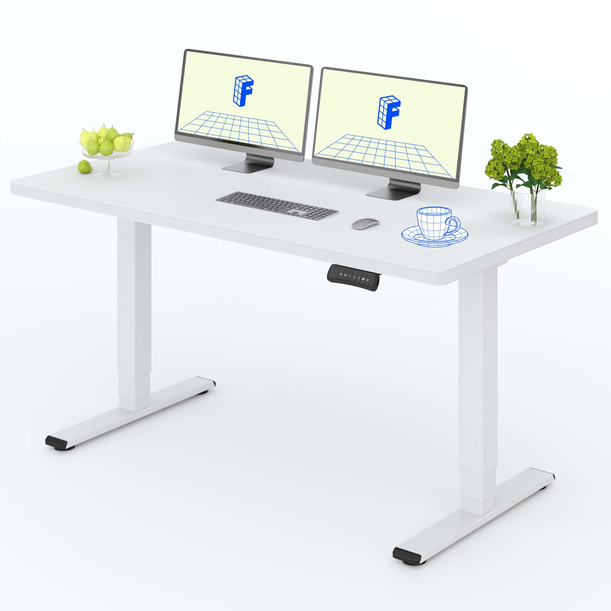 FLEXISPOT Höhenverstellbarer Schreibtisch mit 25 mm einteiliger Tischplatte, Elektrischer Schreibtisch mit Dual-Motor, 3-Fach Teleskop, 160 kg Tragkraft
