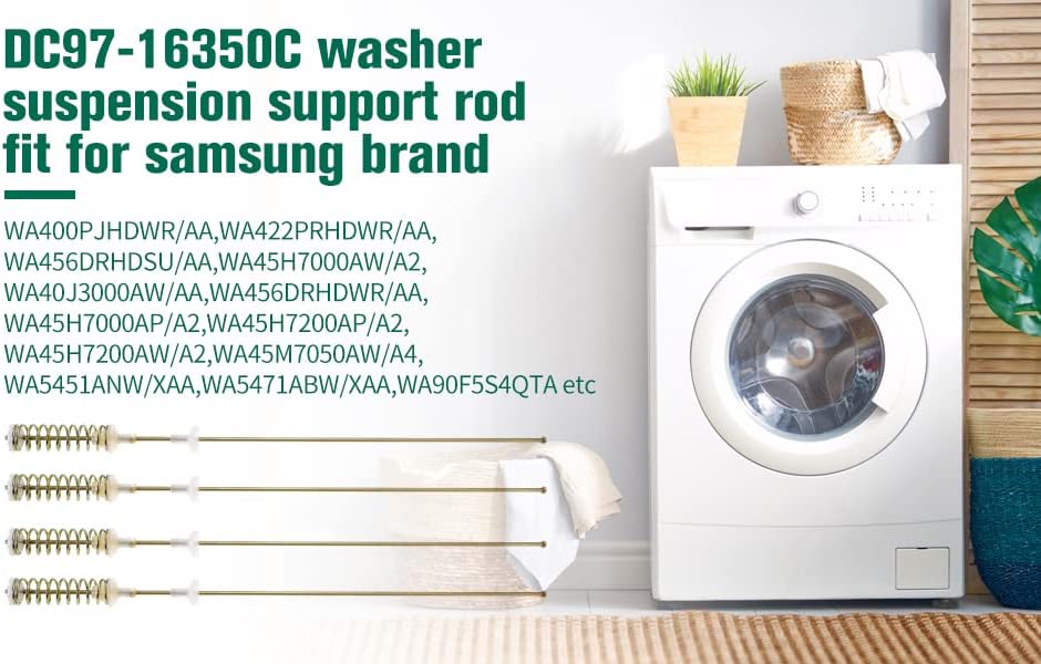 Miniatura 8 de DC97-16350S DC97-16350T DC97-16350U DC97-16350E Varilla de suspensión para lavadora Samsung WA50R5200AW, WA45m3100aw, WA45n3050aw, WA45t3200aw,