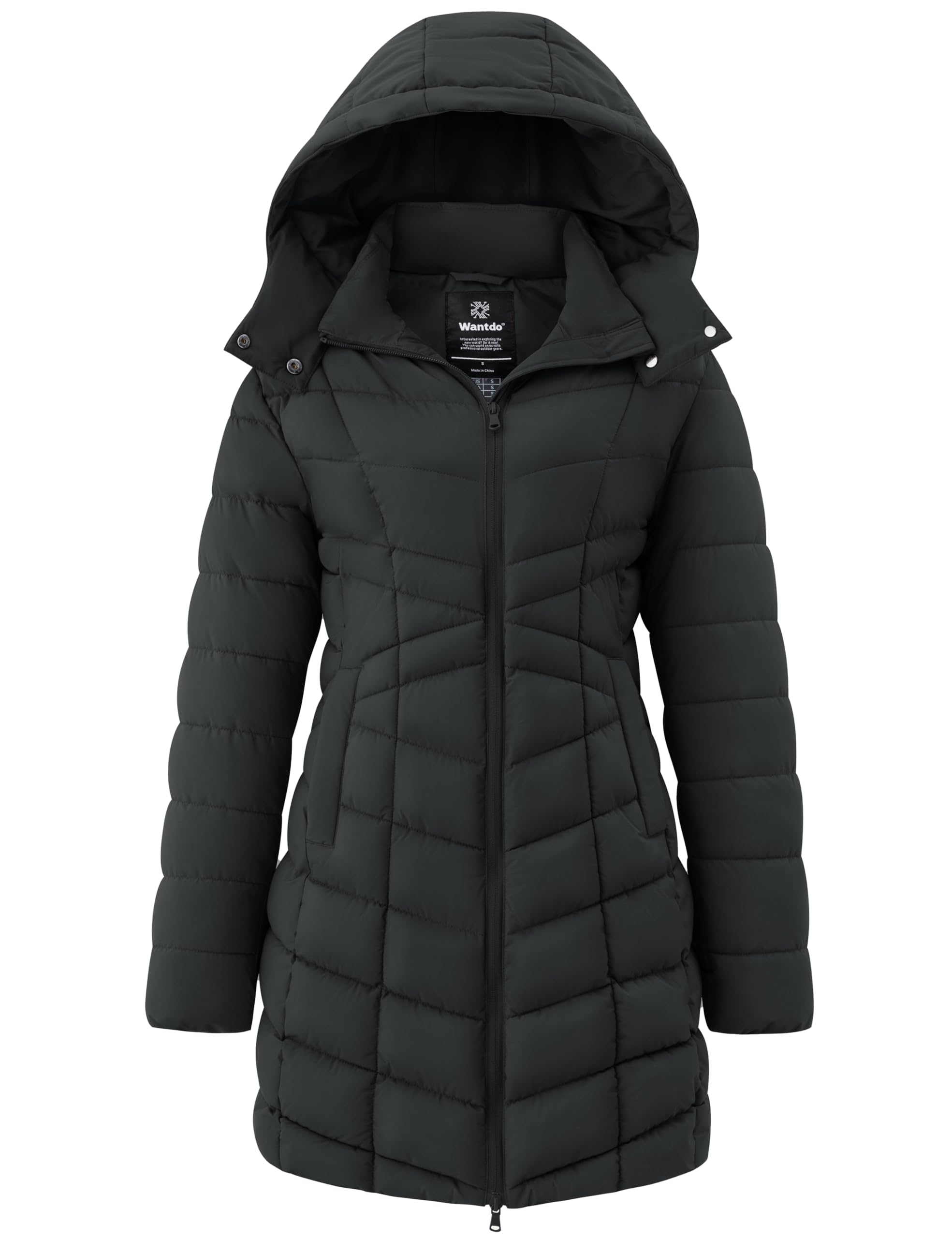wantdo Women's Puffer Jacket Warm Padded Winter Coat Long Quilted Jacket (Available in Plus Size)