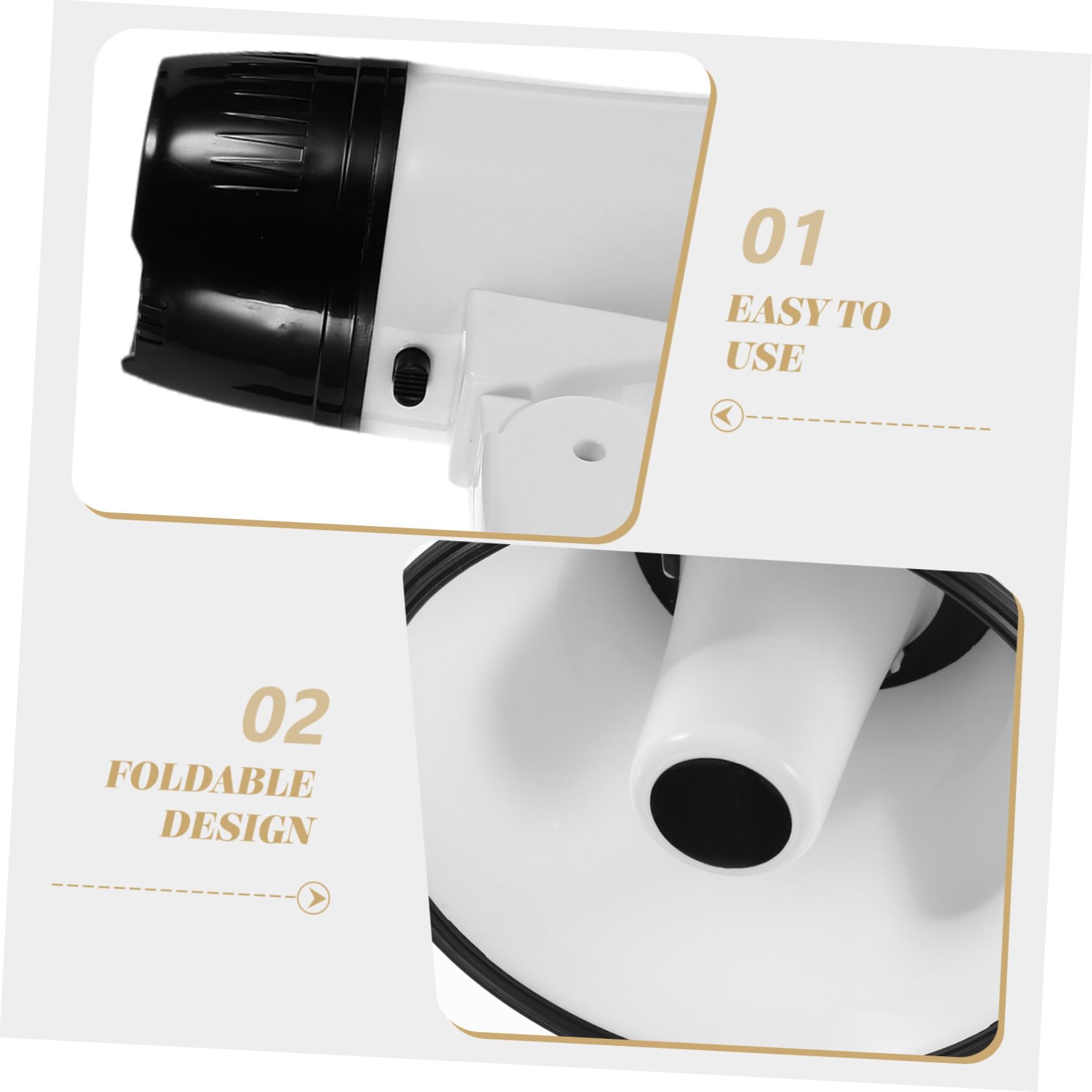Megáfono Portátil Blanco Grabación y Amplificador de Sonido con Micrófono para Guía y Vendedor Resistente y Plegable