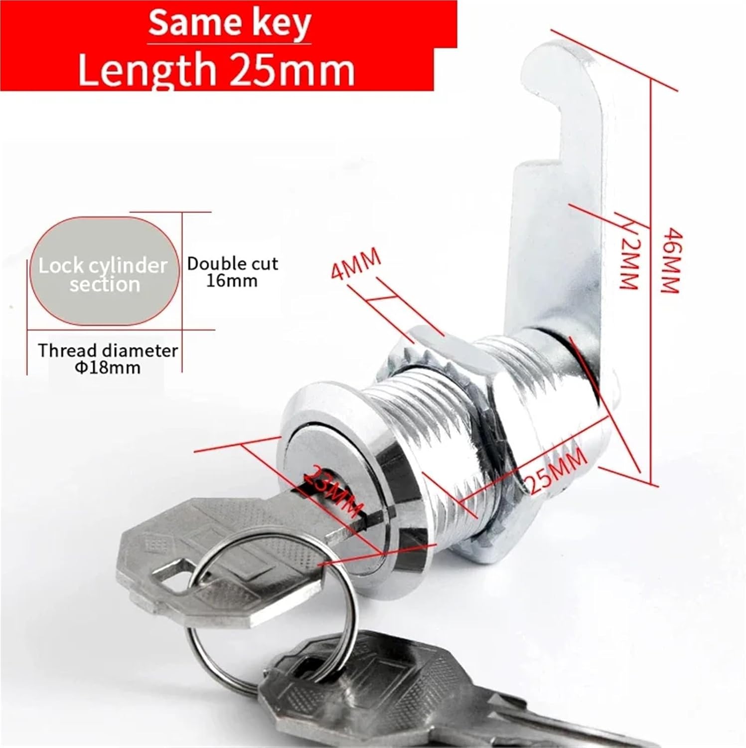 5/20 Sets Security Cam Locks - Metal Alloy Cylinder Cabinet Locker Cam Lock with 2 Keys.for Security Mailboxes,Cabinet Drawers.(Same Key 25mm5)