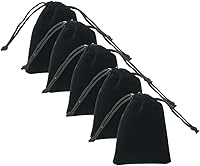SmartDealsPro 5-Pack Black Velvet Drawstring Pouches 3.5x5in - Durable Bags for Dice, Jewelry, Games & Gifts