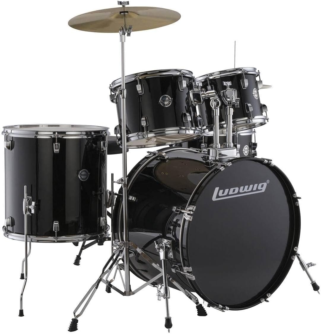 Accent Drive 5-Piece Drum Set 22" Bass Drum Bass Black Sparkle