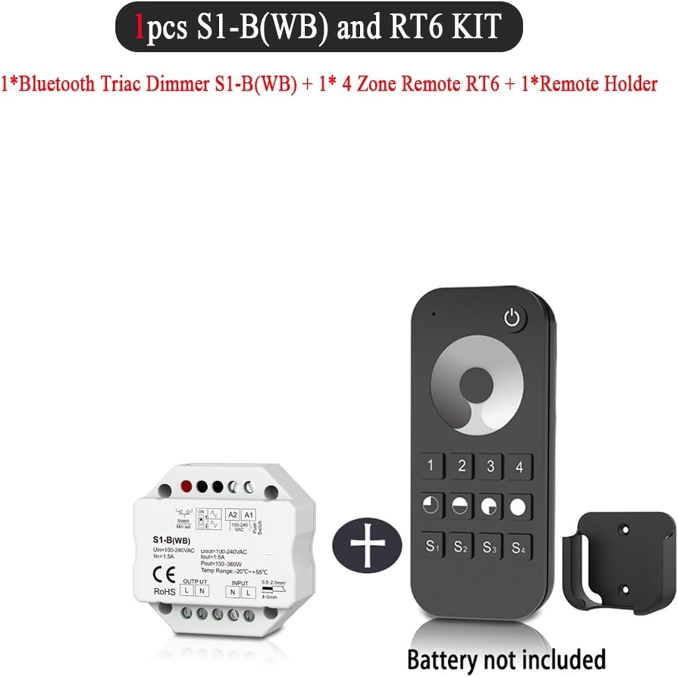 Triac AC dimmer switch push control brightness LED dimmer voice/2.4G remote control LED dimmer LED controller(S1-B(WB) and RT6 KIT)