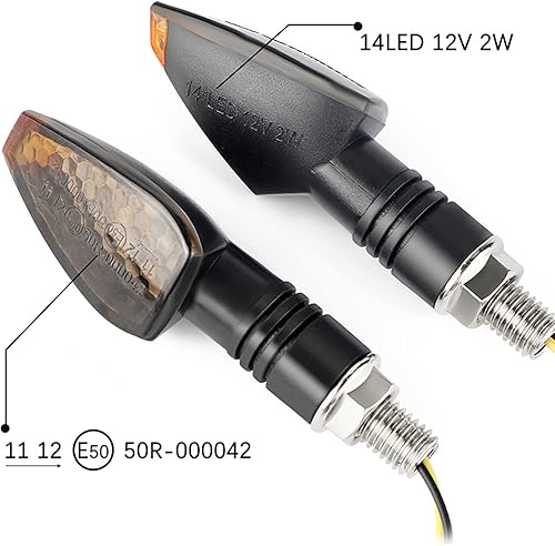 Miniatura 5 de ANKIA - 2 luces LED universales de 14 luces LED intermitentes de giro para motocicleta, mini indicadores de flecha de tallo delantero y trasero,