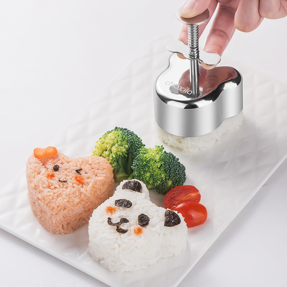 choxila 4-częściowy zestaw form Onigiri ze stali nierdzewnej, forma do robienia sushi, forma do spamu Musubi dla dzieci na lunch Bento i do domu DIY