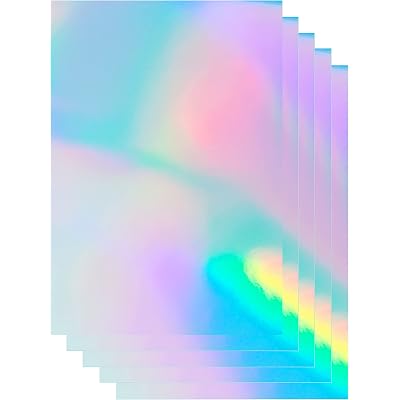 20 Sheets Holographic Sticker Paper 8.5x11 inch Printable Waterproof Stickers Rainbow Vinyl Sticker Sheets for Inkjet or Laser Printer