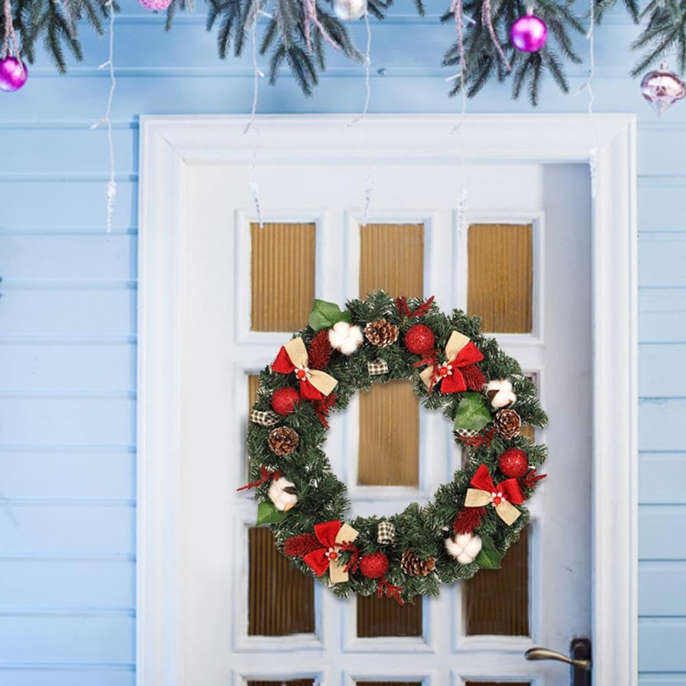 Corona de Navidad Artificial, Guirnalda navideña for Colgar en la Puerta, Planta Artificial, Chimenea, Guirnalda Decorativa, decoración Circular de Pared