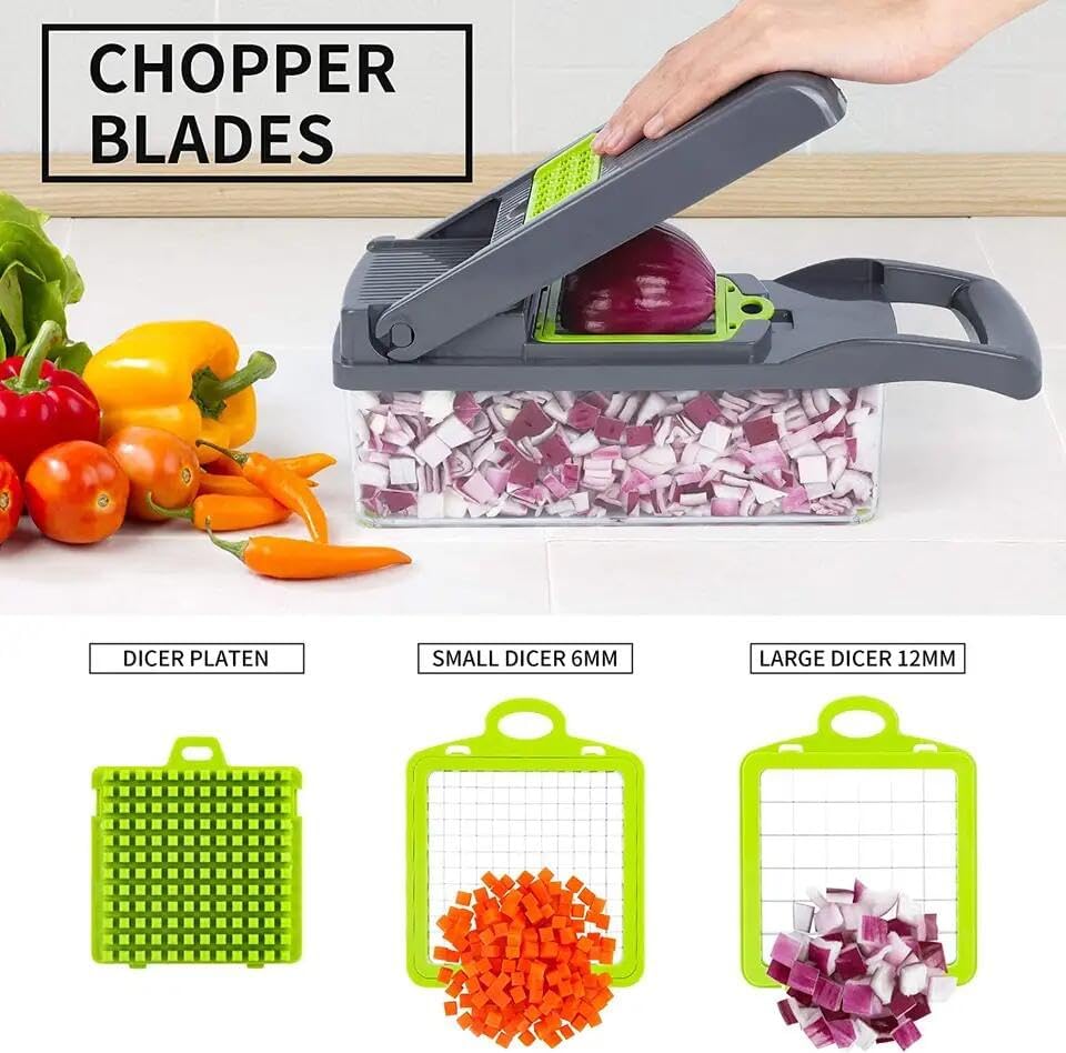 Miniatura 2 de Premium Kitchen Multi 12 en 1 Manual Mandolina Frutas Verduras Cortador Cebolla Dicer Verduras Cortador Vegetal Picador