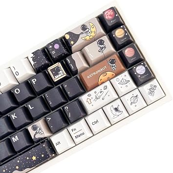 Keycaps - موضوع رائد فضاء ، ارتفاع الكرز ، 142 مفاتيح ، مادة PBT ، غير شفافة