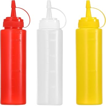 Squeeze Bottle Plastic Squeeze Bottle with Caps Dosing Bottle 230 ml 8 oz Spray Bottle Sauce Bottle Squeeze Bottle Condiment Bottles for Ketchup Sauces Mustard Salad Dressing Mayo Pack of 3