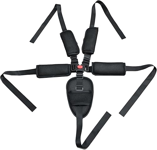 5 Point Harness Seat Belt for High Chair,Universal Seatbelt Crotch Cushion Shoulder Pads
