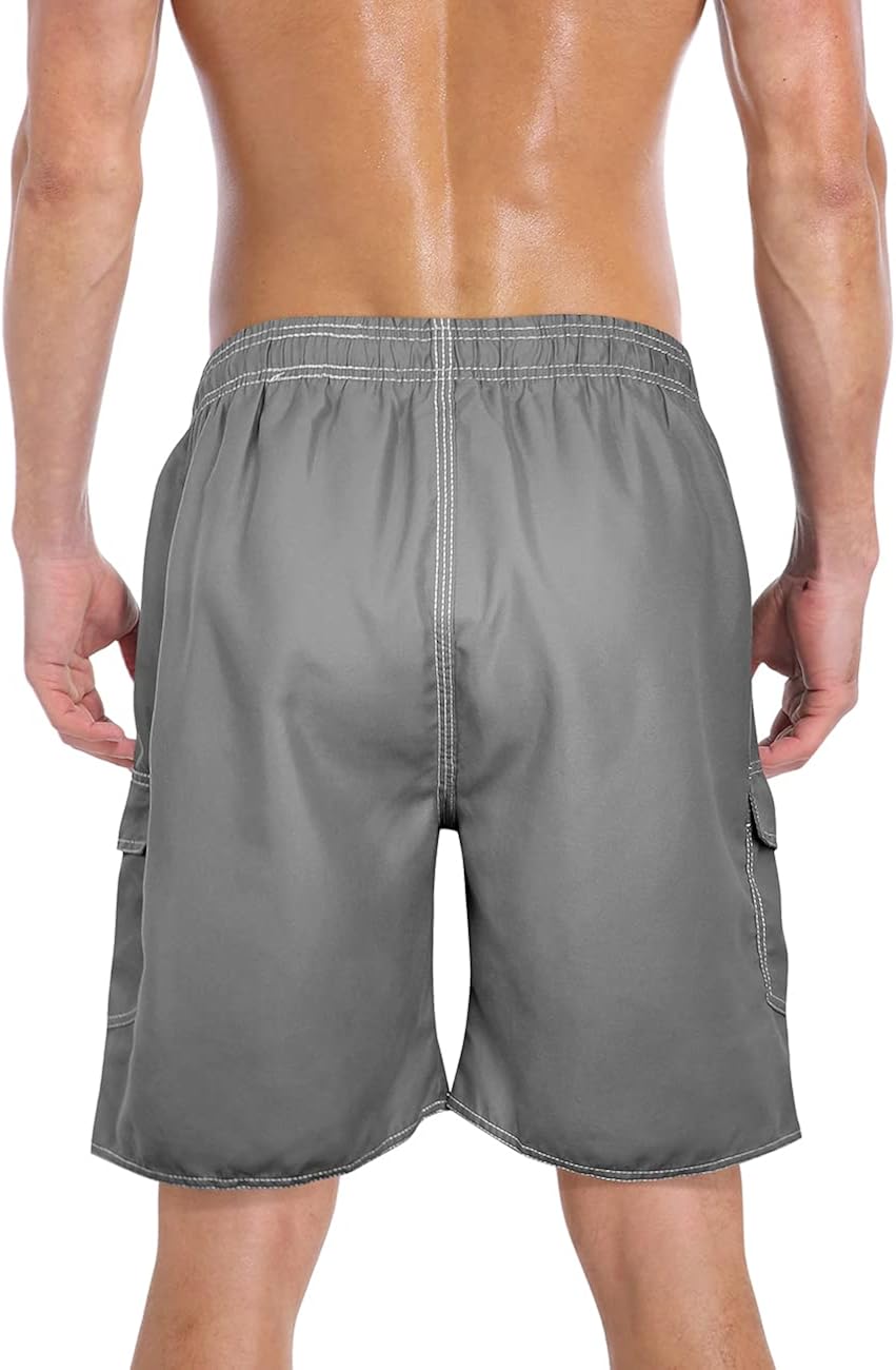 MILANKERR Men's Swim Trunk Swimming Shorts with Pockets S Gray