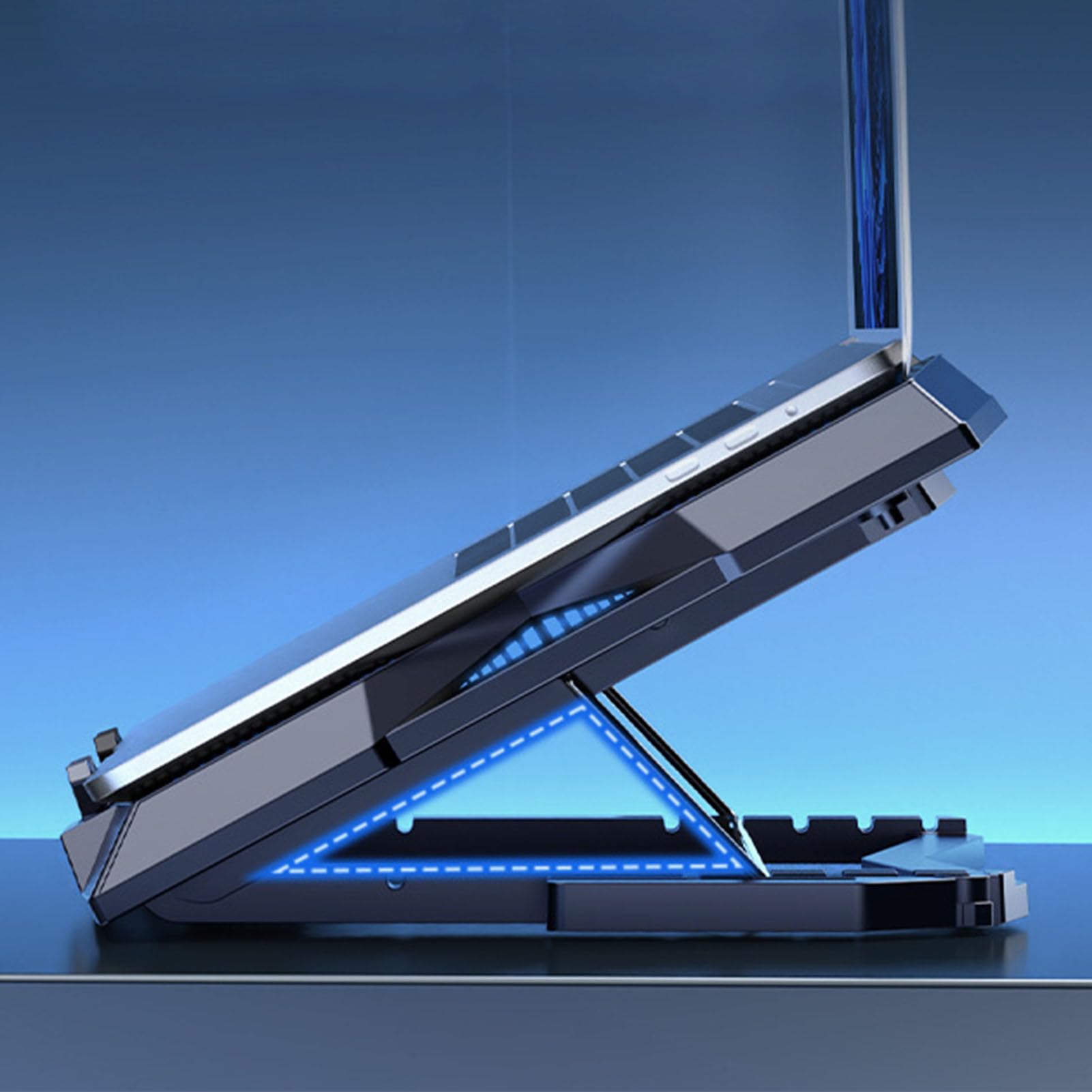 Laptop-Ständer, Verstellbarer, luftgekühlter Mehrwinkel-Kühler mit Mehreren Geschwindigkeiten, 3500 U/min, Hochgeschwindigkeits-Lüfter, 12-Lüfter-Laptop-Tablet-Kühler