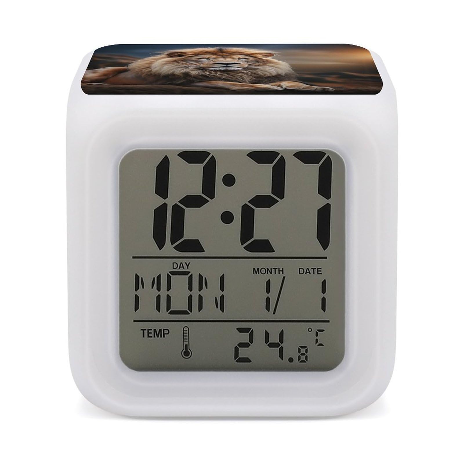 Reloj despertador digital infantil con pantalla de temperatura y luz nocturna de 7 colores