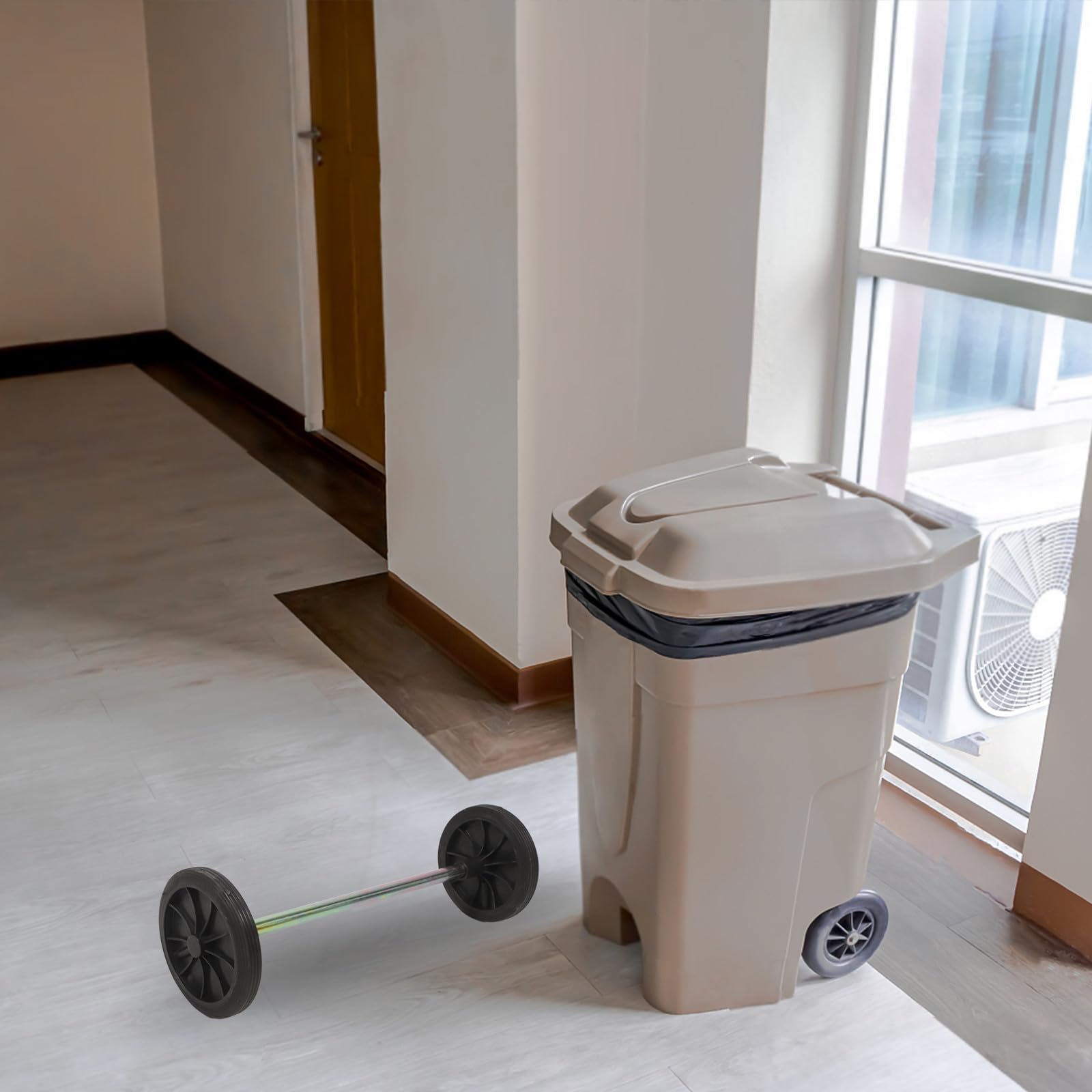 OUNONA 1 jeu de roues de rechange pour poubelle - Roues robustes en caoutchouc de 18 cm (7 po) avec creux de 56 cm (22 po) pour poubelles de 240 L (63,4 gallons). Installation facile et fonctionnement