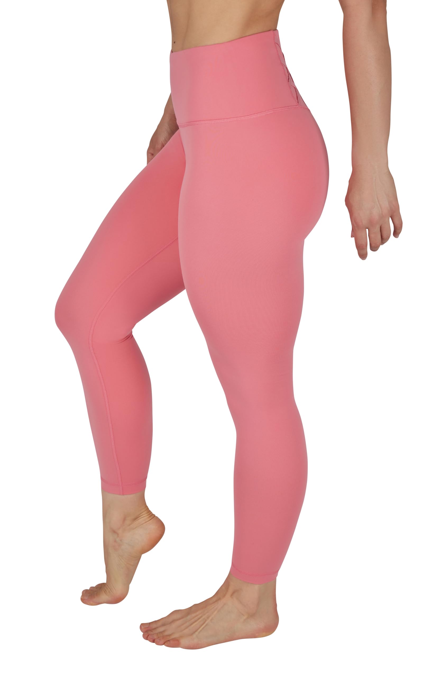 Yogalicious High Waist Ankle Legging Squat Proof Criss Cross V-Back Pant - Sun Kissed Coral - Medium