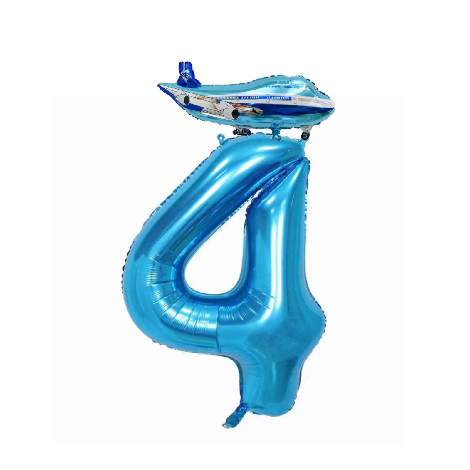 hengximaoyi 40inch Blue Airplane Number 4 Balloon, 4 Pack, Boys, Girls, All Ages, Birthday, Anniversary, Baby Shower