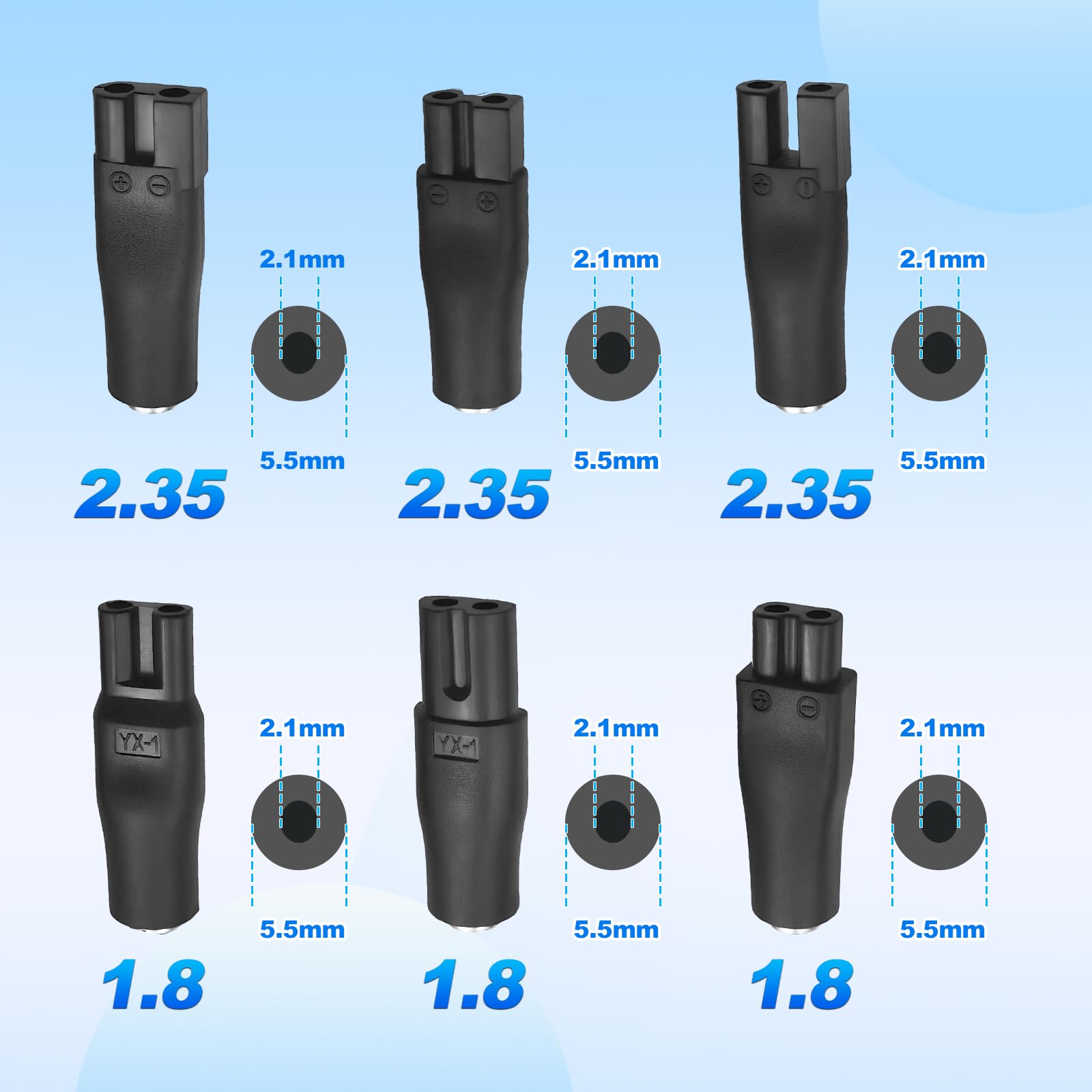 Set di 8 adattatori per rasoio elettrico da 5 V, per rasoio elettrico, rasoio, dispositivi di bellezza, parrucchiere e purificatore d'aria