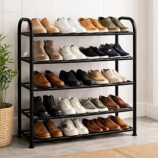 Owme Metal Shoe Rack for Home - Adjustable & Stackable Waterproof Open 5-Tier Shoe Rack for Closet Entryway, Bedroom, Outd...