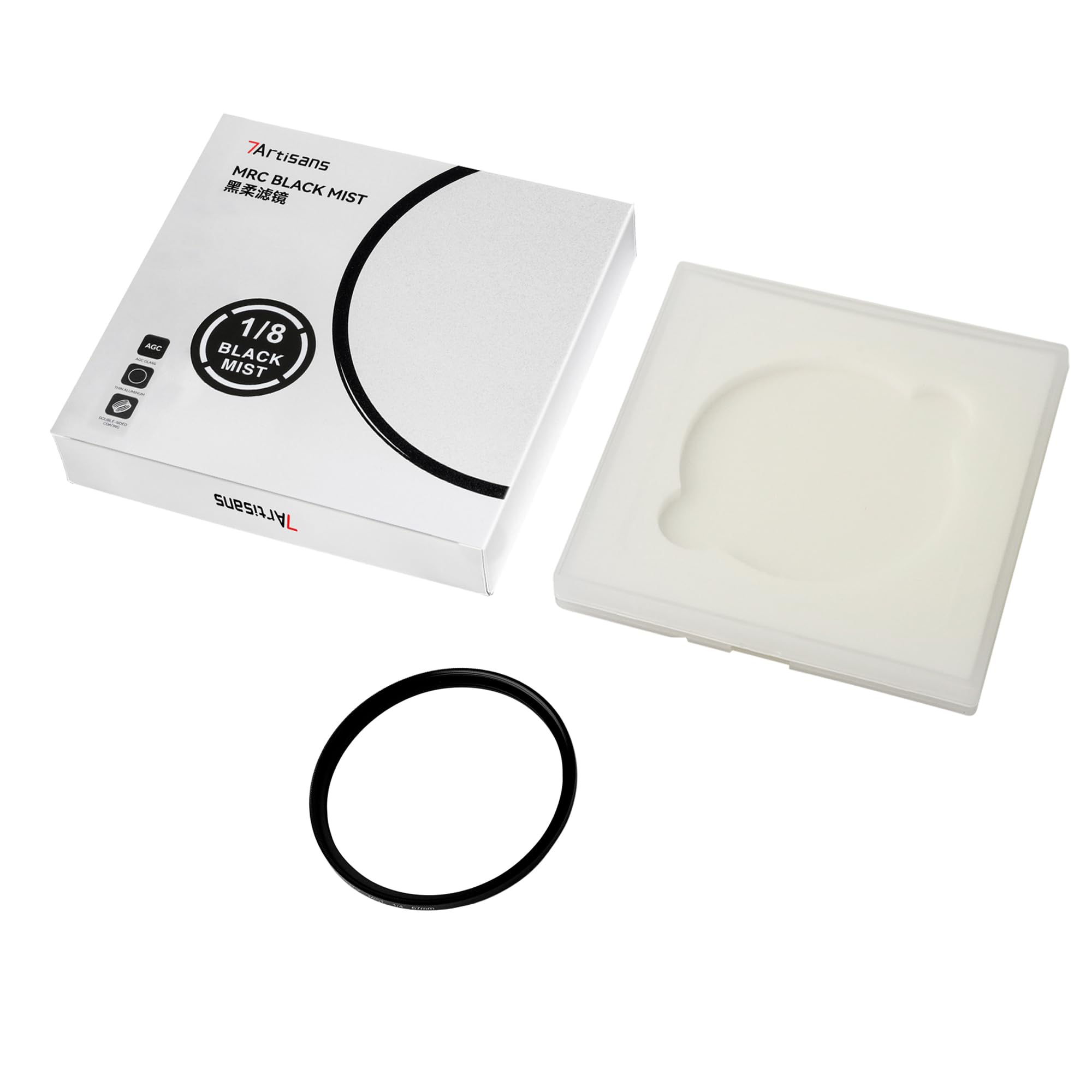7artisans Filtre à brume noir 1/8 en alliage d'aluminium naturel doux effet diffuseur de rêve effet cinématographique Soft Focus Filtre en verre optique (82 mm)