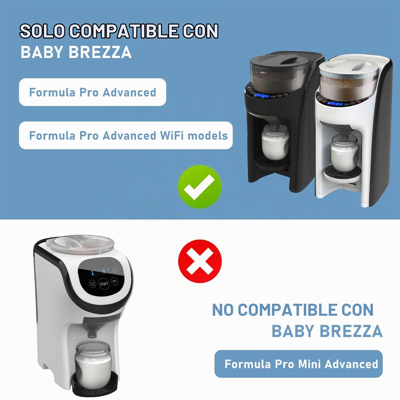 Embudo de repuesto para dispensador de fórmula para bebé compatible solo con los modelos Baby Brezza Formula Pro Advanced y Pro Advanced WiFi, embudo y cubierta de repuesto, no es compatible con