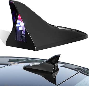 Solustre Car Shark Fin Antenna Solar Powered Led Flashing Warning Light