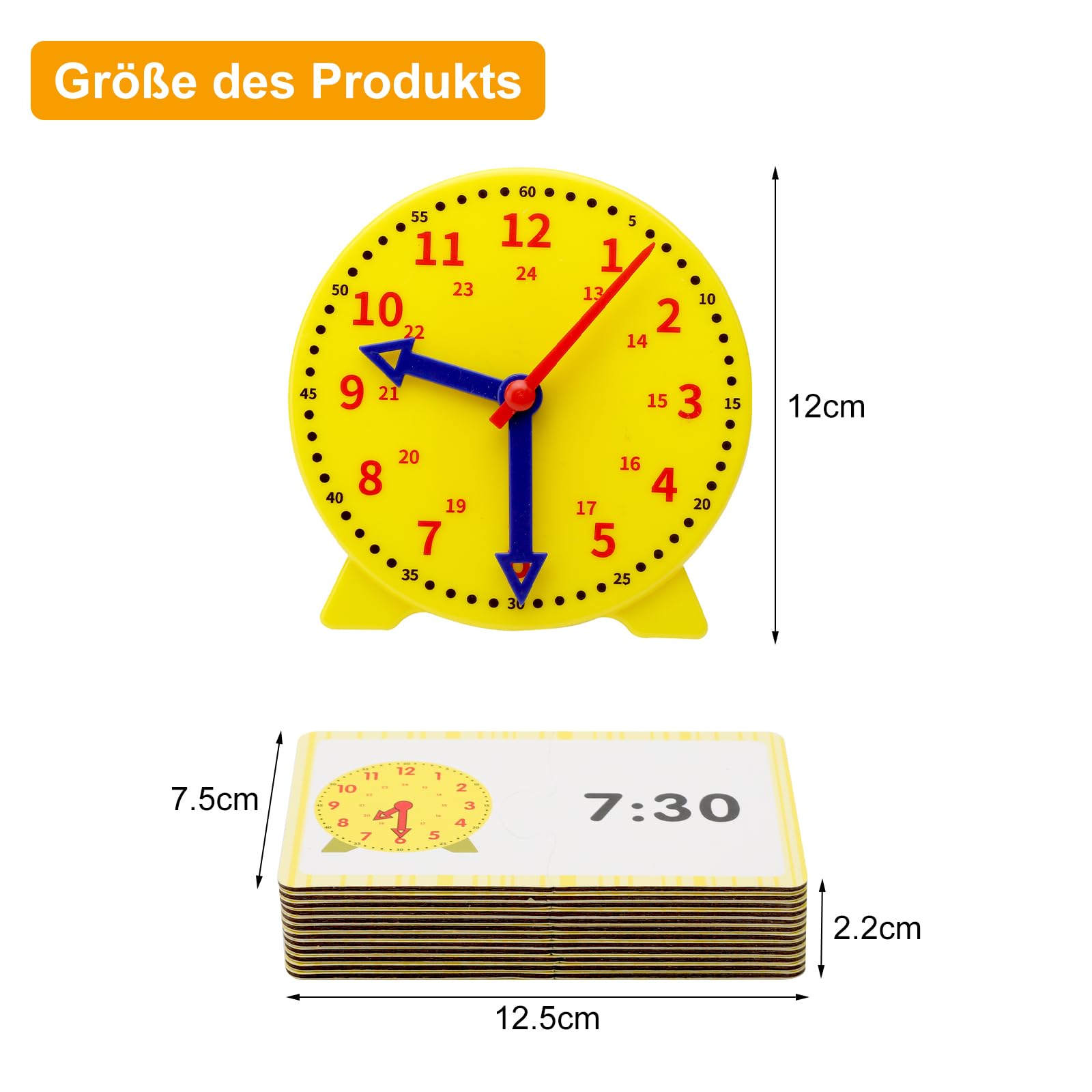 APOMOONS Orologio Educativo, Giocattolo per Lapprendimento con Lancette delle Ore E dei Minuti,Orologio Didattico per Imparare A Leggere L'Ora per Ragazzi,Ragazze