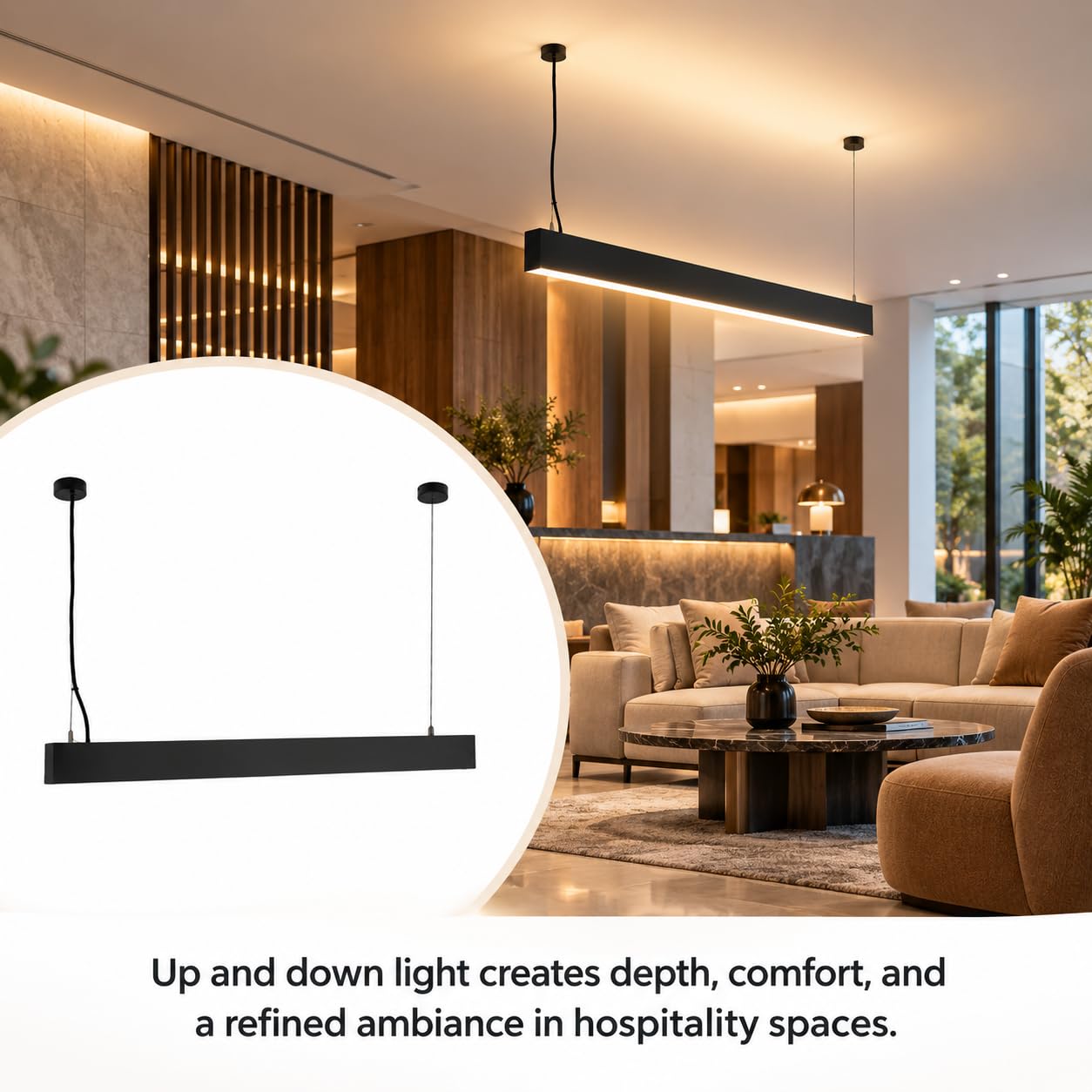 BARCELONA LED Bidirektionale LED Pendelleuchte CCT 120cm UGR17 Schwarz