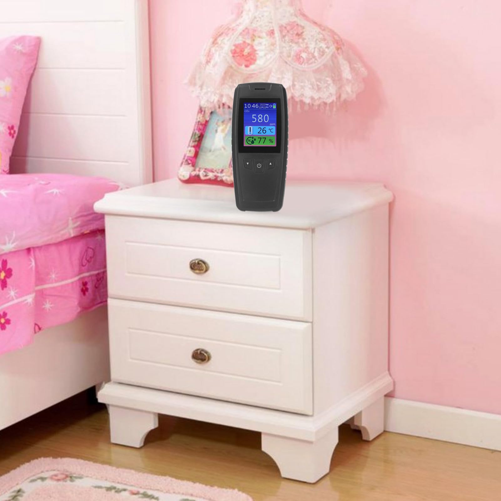 AMONIDA Detector de Dióxido de Carbono Monitor de CO2 Portátil de Alta Precisión para Calidad del Aire Interior Oficina en Casa ABS 1 Unidad