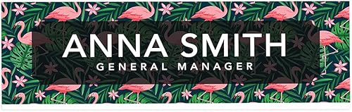 Andaz Press Placa de nombre de escritorio de oficina, diseño de flamenco, placa de nombre personalizada de acrílico personalizada para el hogar,