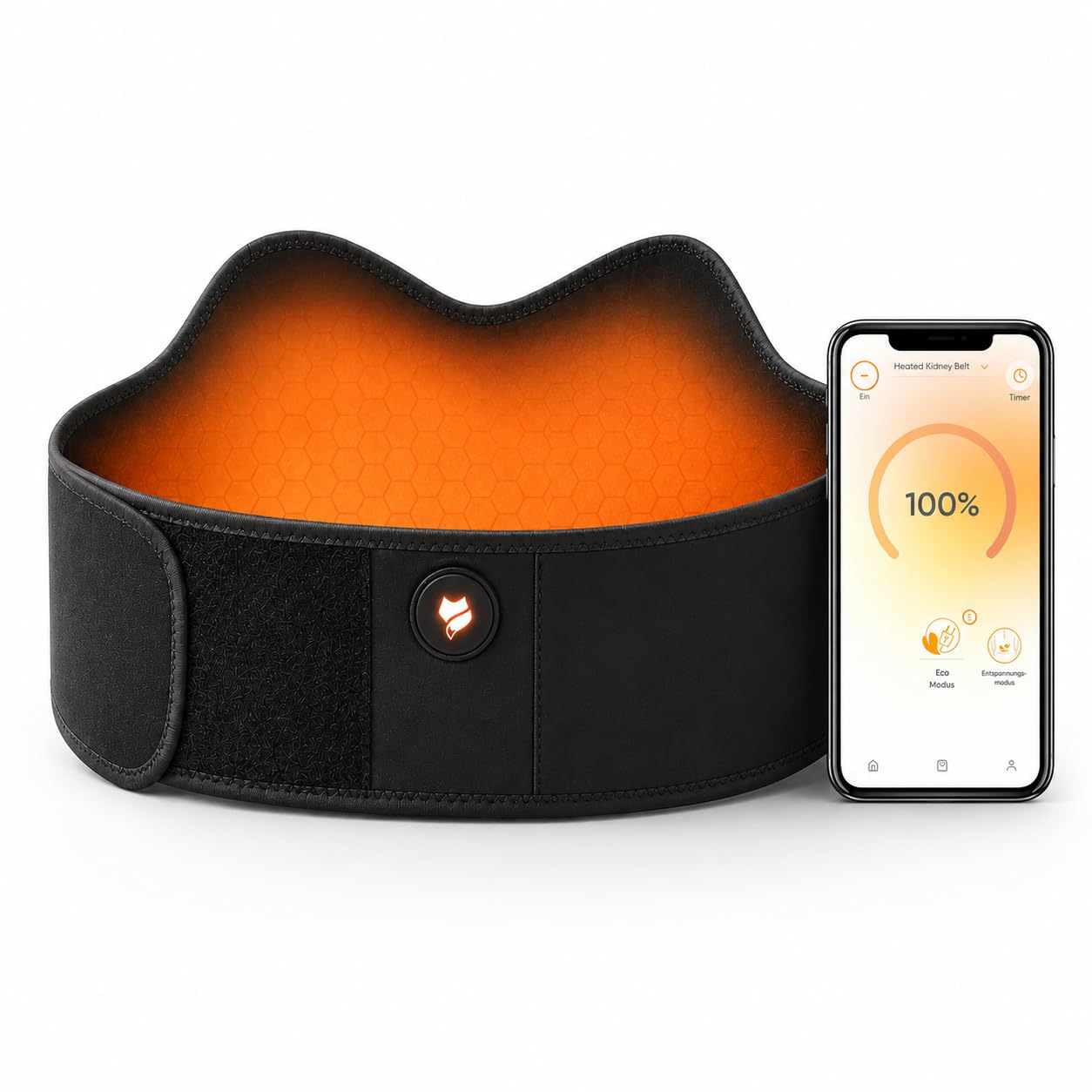 Vulpés HeatBelt Pro 10 – Wärmegürtel mit Infrarot-Tiefenwärme für Rücken, Nieren & Becken | Hautfreundliches Bambusmaterial | 10.000mAh Akku | Entwickelt in Deutschland