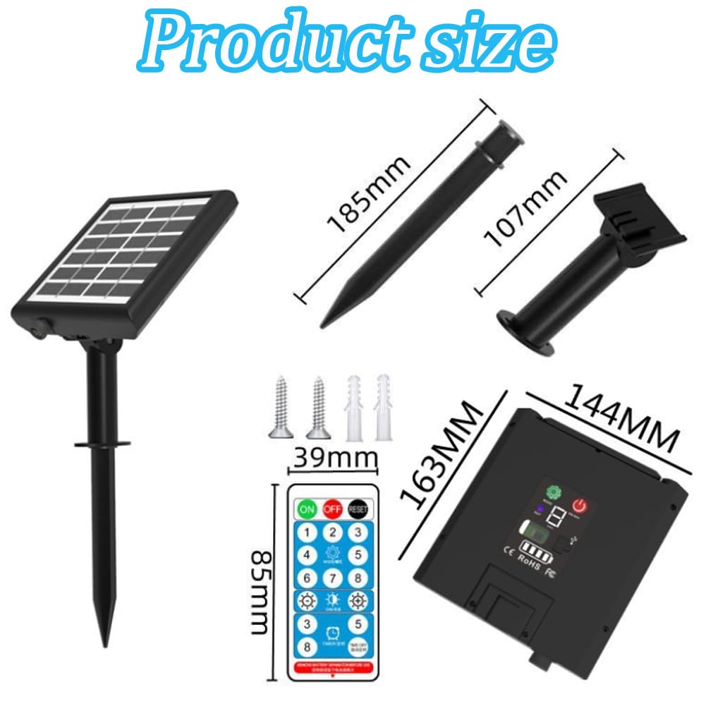 Joycabin 2400mAh Solarpanel Ersatz für Lichterketten mit Fernbedienung 8 Beleuchtungsmodi Wasserdicht Einstellbare Leuchtkraft Solar Lampe String Controller für Solarpanel Lichterkette Außen