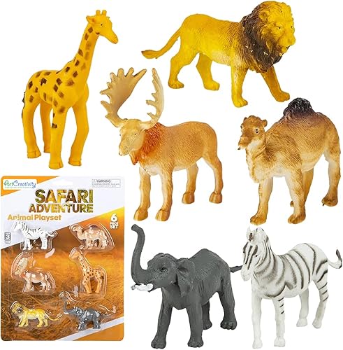 ArtCreativity Juego de figuras de animales de safari para niños, juego de 12, figuras de animales pequeños surtidos, juguetes de plástico