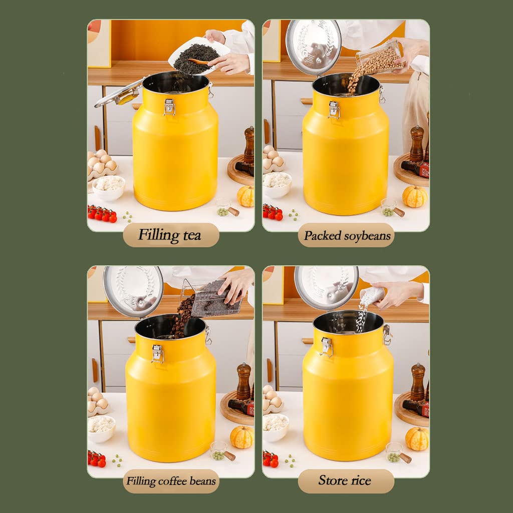 Edelstahl-Vorratsbehälter, luftdicht mit tragbarem Griff, große Reisdosen für die Küche, Eimer mit Deckel und seitlicher Verriegelungsklemme, ideal für Mehl, Snacks, Zucker, Müsli, Blau, 8 l