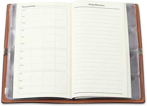 Miniatura 2 de MUDOR Libro de colección de penny prensado con diario de archivo, libro de penny de recuerdo con capacidad para 203 monedas, soporte prensado para