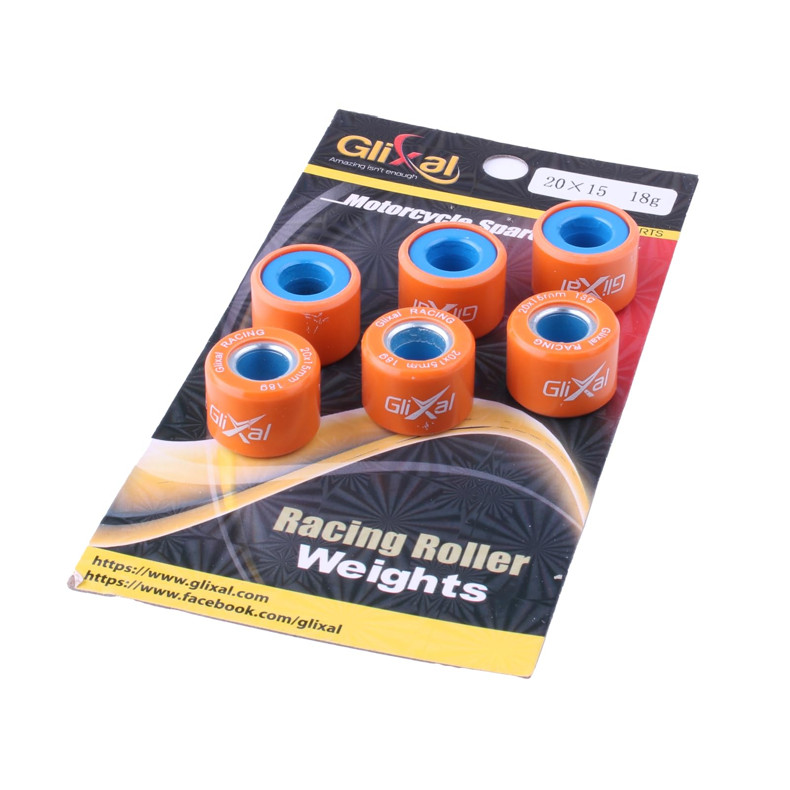Glixal 20X15mm High Performance Racing Variator Roller Weights Set For Honda PCX 125 150 Polaris RZR 200 SYM SUZUKI KYMCO VESPA Scooter Quads ATV UTV (18 Gram)