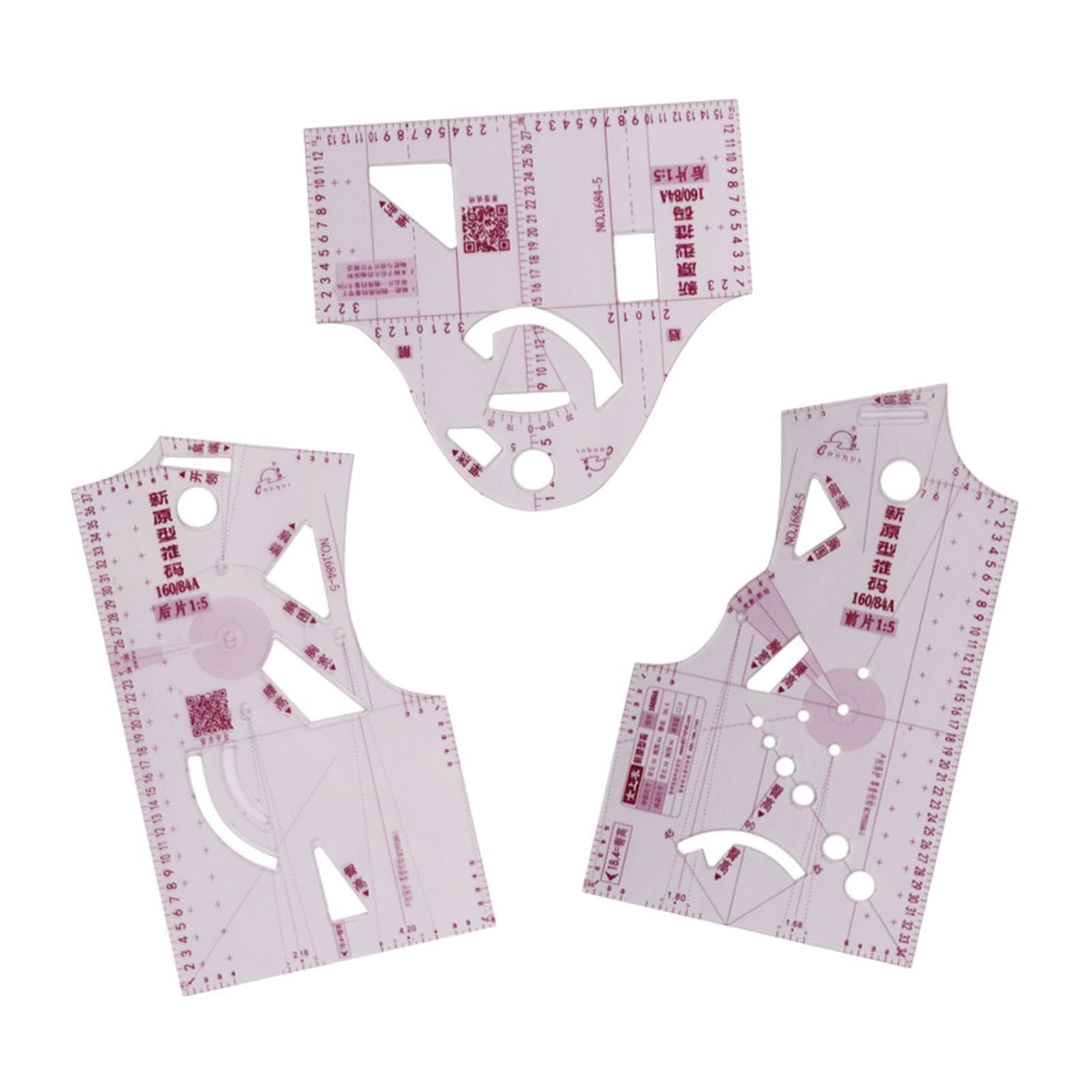 Ktuxzci Women's Fashion Ruler Set For Blouse Tailoring Measured Construction And Model Making Prototyping Packages Tailoring Measuring Scale Sewing Ruler