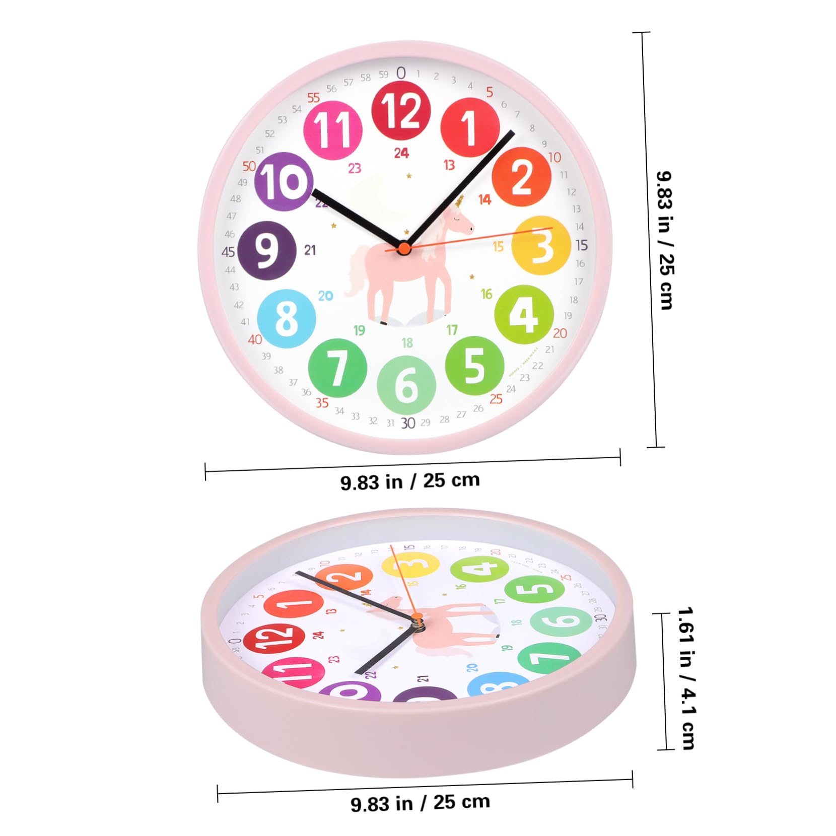CONGARTENO Interactive Time Learning Aid Mute Round Wall Clock Decor for Classroom Nursery